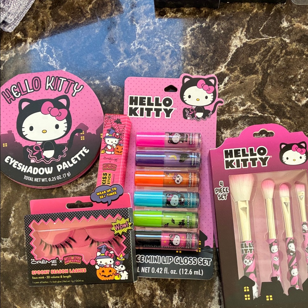 5 item bundle Hello Kitty Pink and Black Makeup Gift Set